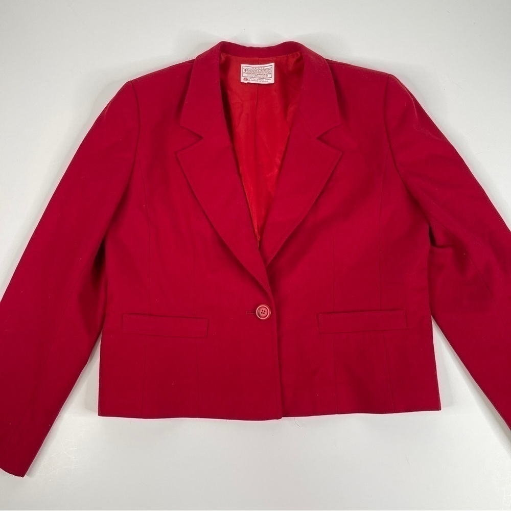 Pendleton Petite Small Red Wool Blazer Cropped Vintage